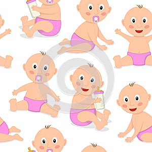 Baby Girl Newborn Seamless Pattern