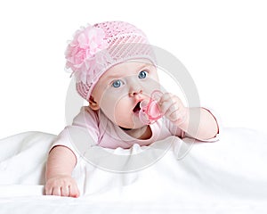 Baby girl with pacifier