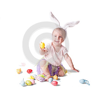 Baby girl in a rabbit hat