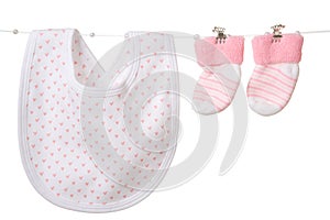 Baby girl's socks and bib