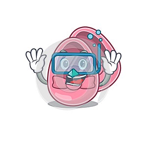 Baby girl shoes mascot design swims with diving glasses