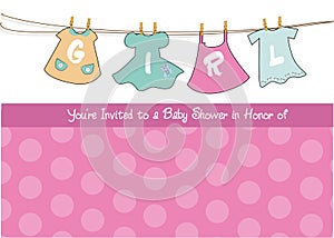 Baby girl shower announcement card