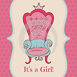 Baby Girl Shower and Arrival Card