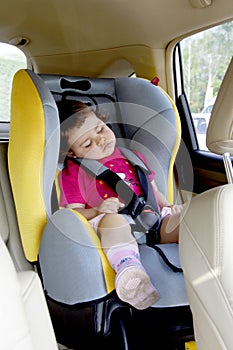 Baby Girl Sleeping in Car Seat