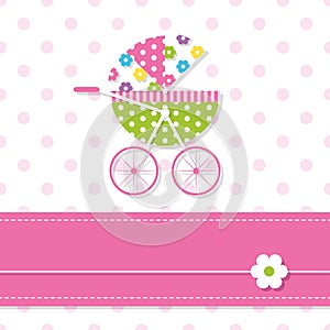 Baby girl stroller greeting card