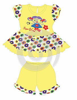 baby girls frocks with panty flower with girls print vector art