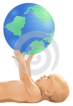 Baby with globe