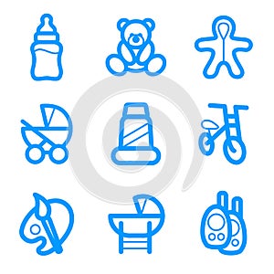 Baby goods icon set. Vector isolated icons for the baby store.