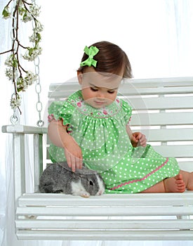 Baby in Green and Bunny