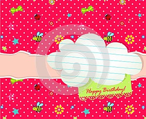 Baby Happy Birthday card with cloud tag