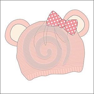 Baby hat design template. Flat sketches technical drawings