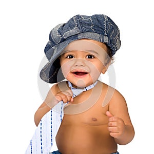 Baby with hat and tie