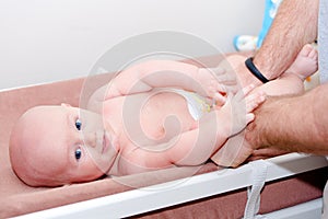 Baby Having Diaper Changed photo