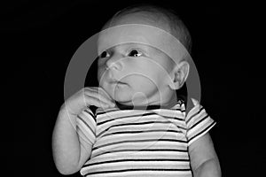 Baby Hayden On Black - Three Weeks Old