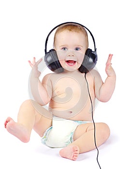 Baby with headphone