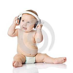 Baby with headphone.