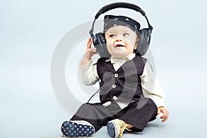 Baby with headphone