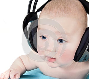 Baby with headphones