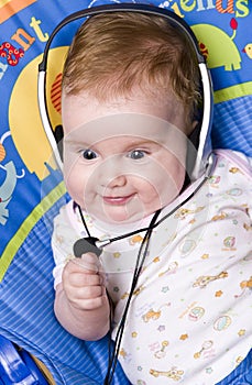 Baby with headphones