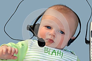 Baby with a headset