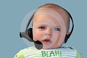 Baby with a headset