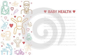 Baby health banner. Medicine line icons. Vector signs.