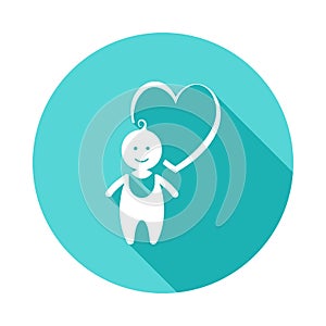 baby and heart icon in flat long shadow. One of baby collection icon can be used for UI/UX