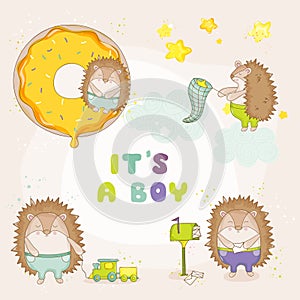 Baby Hedgehog Set - for Baby Shower or Baby Arrival Cards