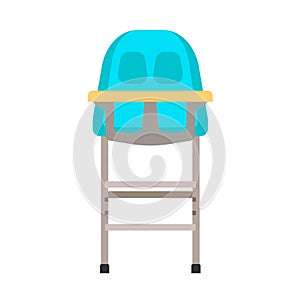 Baby high chair vector icon childhood design. Kid cartoon flat furniture seat. Food dinner table stool toddler