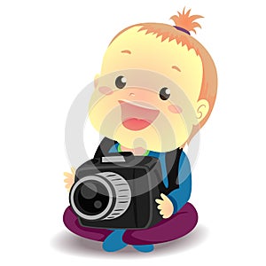 Baby holding a Digital Camera