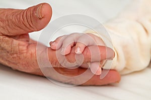 Baby Holding Great Grandmaâ€™s Finger