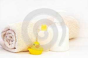 baby hygiene and bath items, shampoo bottle