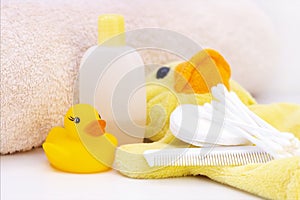 baby hygiene and bath items, shampoo bottle, baby soap