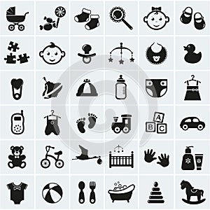 Baby icons set. Vector illustration.