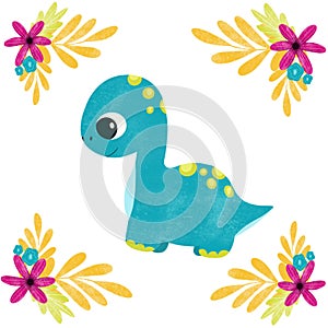 Baby illustration with a little cute dinosaur