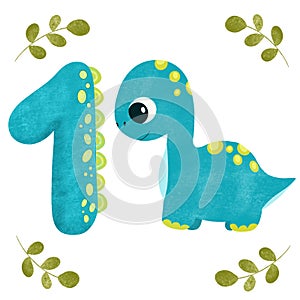 Baby illustration with a little cute dinosaur