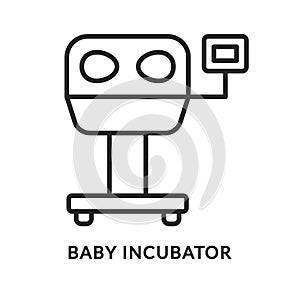 Baby incubator flat line icon. Vector illustration intensive care unit. Medical equipment