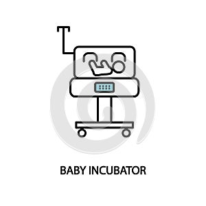 Baby incubator line icon. Neonatal intensive care unit. Premature