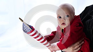 baby infant and American usa flag Independence Day concept