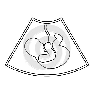 Baby inside a mothers womb icon, outline style