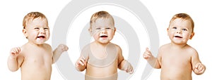 Baby Isolated over White, Body Toddler, Happy Kid