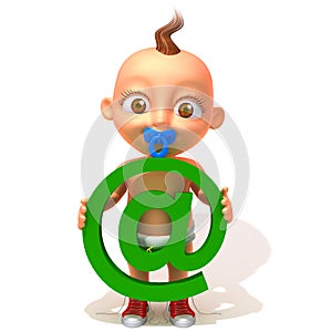 Baby Jake with email sign 3d illustration