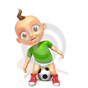 Baby Jake football player 3d illustration