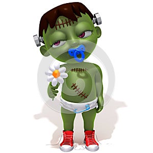 Baby Jake Frankenstein with flower