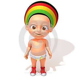 Baby Jake Rastafarian 3d illustration