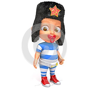 Baby Jake with russian fur hat 3d illustration