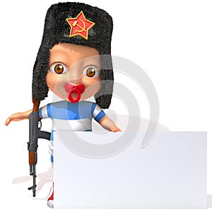 Baby Jake with russian fur hat 3d illustration