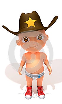 Baby Jake sheriff 3d illustration