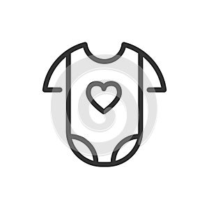 Baby jumpsuit line vector icon isolated on white