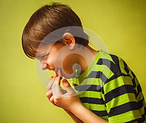 Baby kid boy teenager poisoning vomiting belching, photo